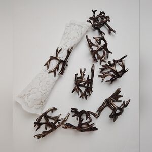 Rustic Antler Napkin Rings ~ Set of 8 Bronzed Aluminum